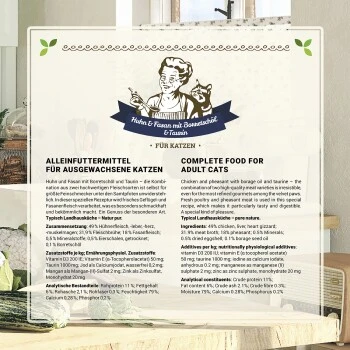 Betty's Landhausküche Huhn & Fasan Mit Borretschöl 6 X 200g Für Katze 8 Betty's Landhausküche Huhn & Fasan Mit Borretschöl 6 X 200g Für Katze – Bild 6