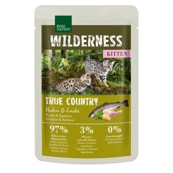REAL NATURE WILDERNESS Kitten 12x85g True Country Mit Huhn & Lachs 3 REAL NATURE WILDERNESS Kitten 12x85g True Country Mit Huhn & Lachs