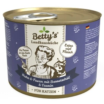 Betty's Landhausküche Huhn & Fasan Mit Borretschöl 6 X 200g Für Katze 3 Betty's Landhausküche Huhn & Fasan Mit Borretschöl 6 X 200g Für Katze
